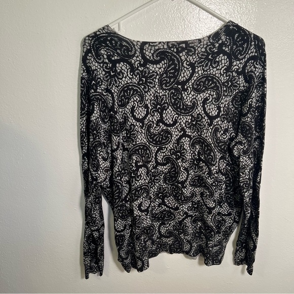 Lane Bryant Cardigan Gray Black Paisley Lace 14/16 - Picture 7 of 11